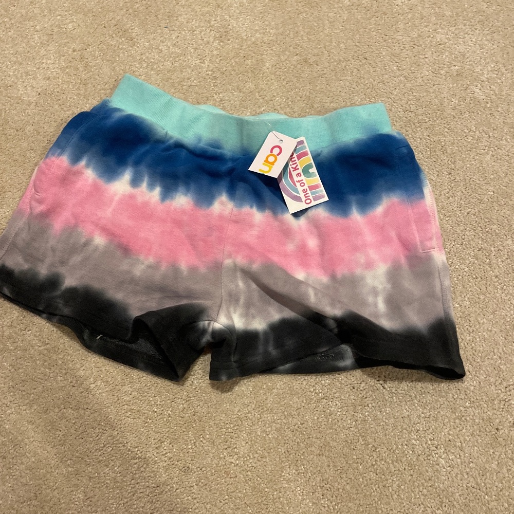 Candy pink kids tie-dye shorts